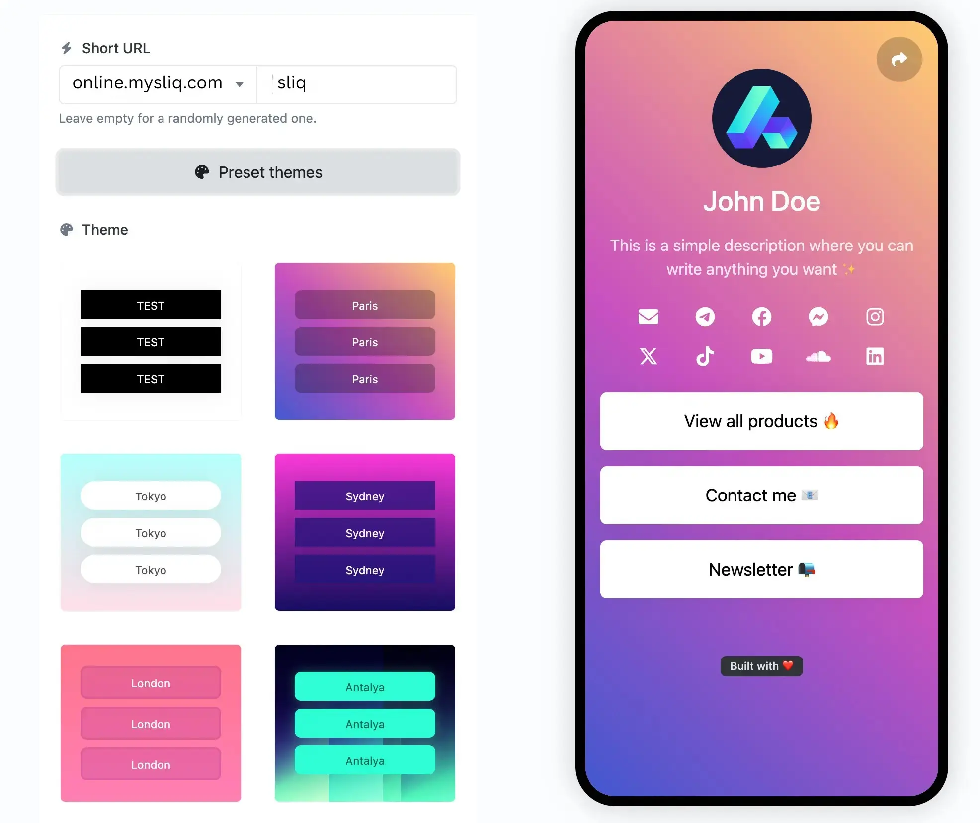 Screenshot of the app Sliq editing page